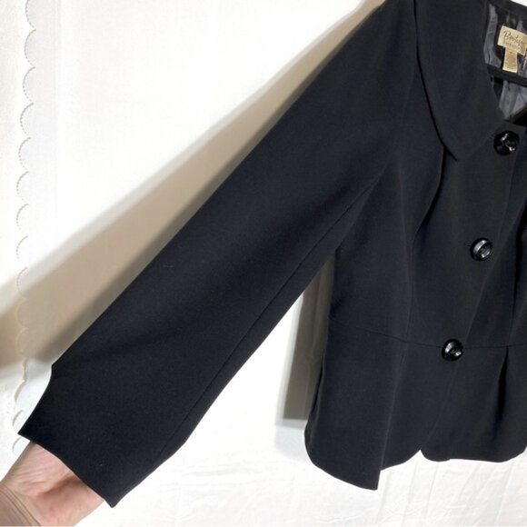 Boutique Essentials Black Button Front Peplum Hem Light Jacket 16 - Picture 8 of 12